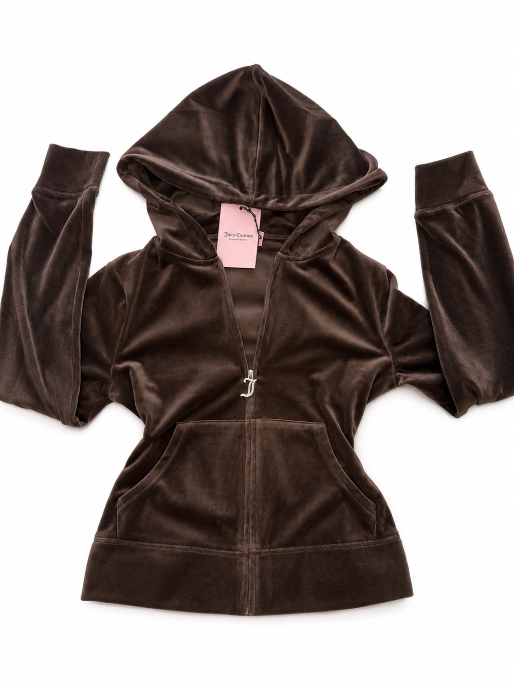 Juicy Couture Girls Brown Velour Zip Hoodie
